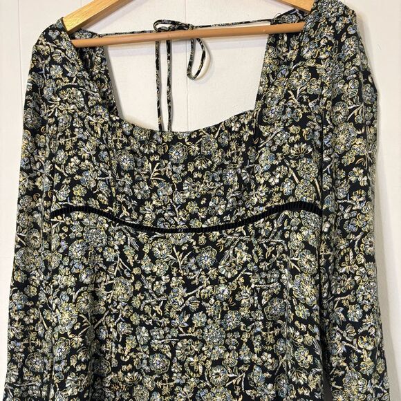 Free People Mini Dress 6/Small Boho Floral Long Sleeve Feminine Cottagecore Cute - Picture 4 of 16